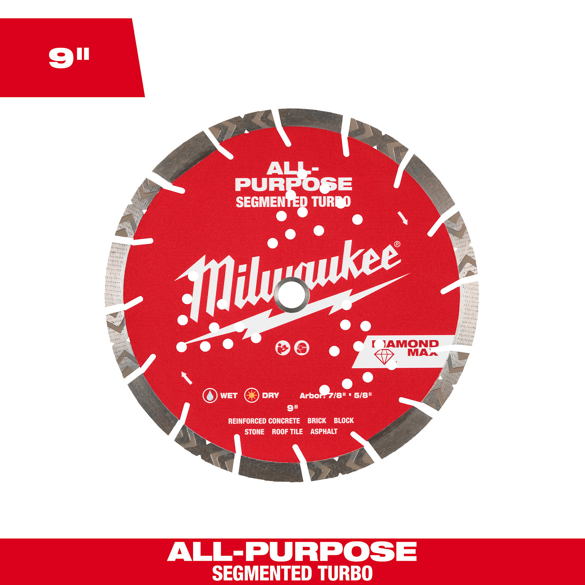 Milwaukee 9in. DIAMOND MAX All-Purpose Segmented Blade, Model# 49-93-7125